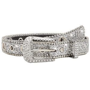 Rhinestone Belts For Women Western Cowgirl Bling Skinny Leather Belt For Jeans🐧